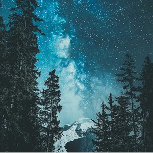 Tableau paysage voie lactée alpine