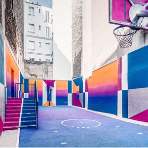 Tableau urbain city park bleu