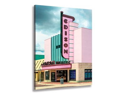 Tableau edison theater sur fond rose