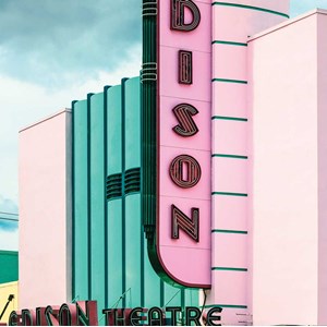 Tableau edison theater sur fond rose