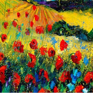 Tableau fleurs champ de coquelicot