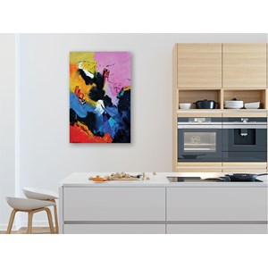 Tableau abstraite damiers et multicolore