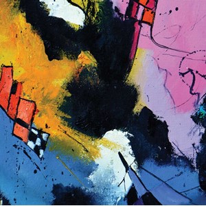 Tableau abstraite damiers et multicolore