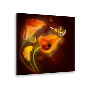 Tableau design papillon et fleurs