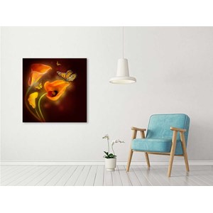Tableau design papillon et fleurs