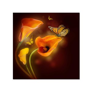 Tableau design papillon et fleurs