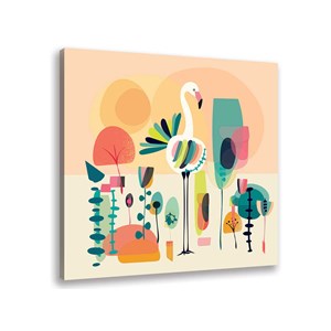 Tableau retro flamingo white