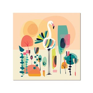 Tableau retro flamingo white