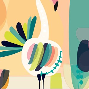 Tableau retro flamingo white