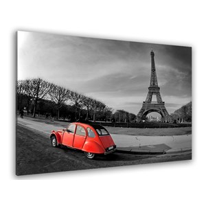 Tableau design tour eiffel et 2cv rouge