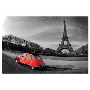 Tableau design tour eiffel et 2cv rouge