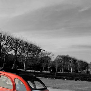 Tableau design tour eiffel et 2cv rouge
