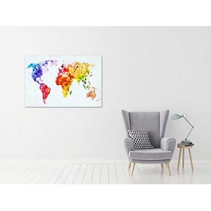 Toile carte du monde multicolore