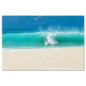 Tableau paysage plage et surfeur