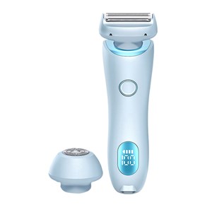 Épilateur 2 en 1 avec tête droite et ronde.