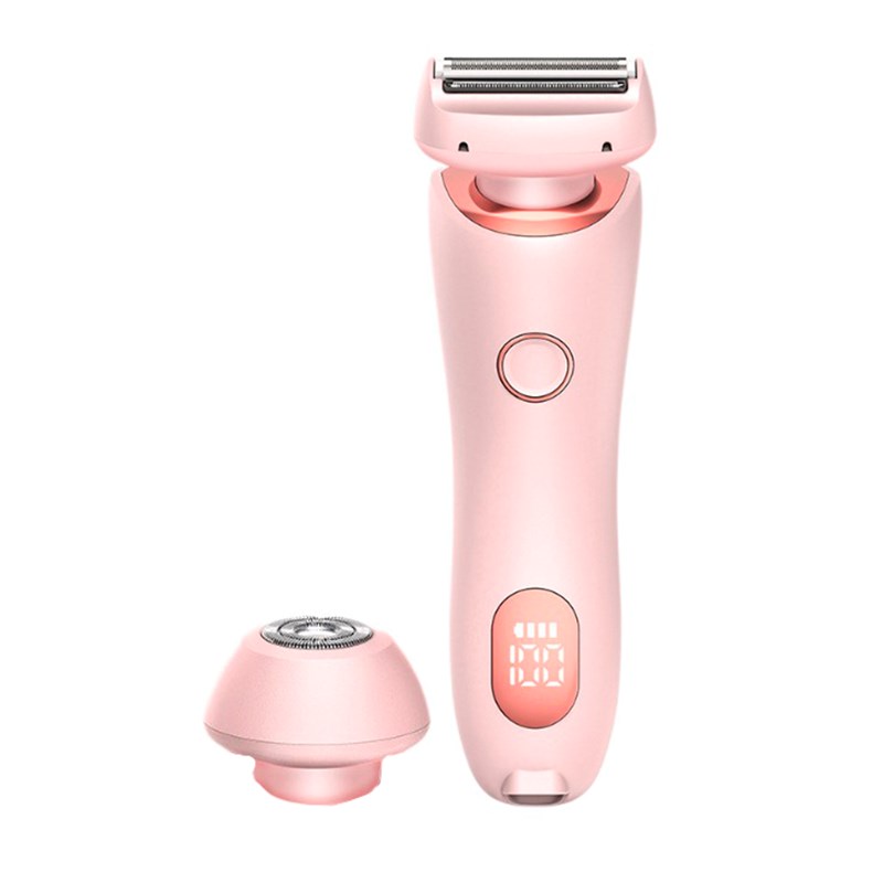 Épilateur 2 en 1 avec tête droite et ronde.