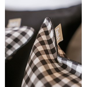 Taie d'oreiller en soie vichy noir 65x65