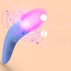 Lampe portable de luminothérapie avec lumière rouge et bleue.