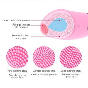 Brosse nettoyante facial en silicone avec massage. Batterie rechargeable.