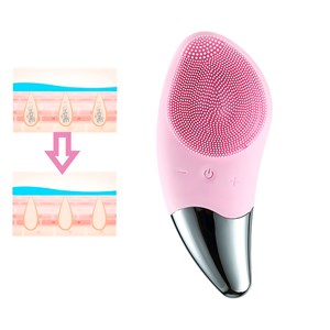 Brosse nettoyante facial en silicone avec massage. Batterie rechargeable.