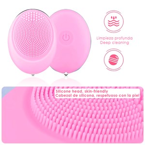 Micro brosse électrique en silicone pour le nettoyage et le massage du visage.
