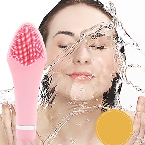 Brosse exfoliante et masseur portable, fonctionnement sur piles.