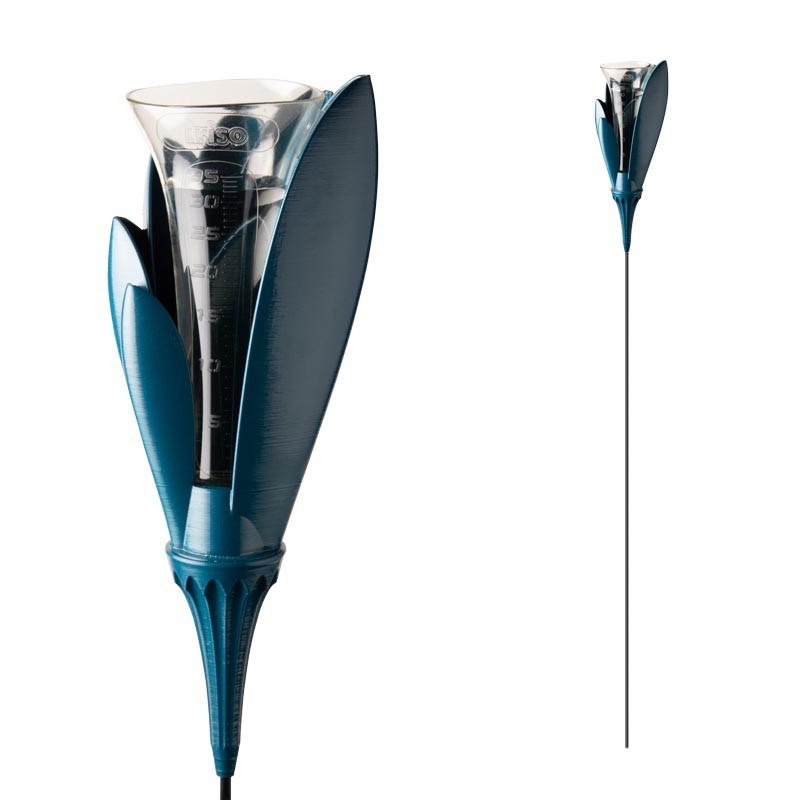 Iriso - Pluviomètre de jardin design bleu paon