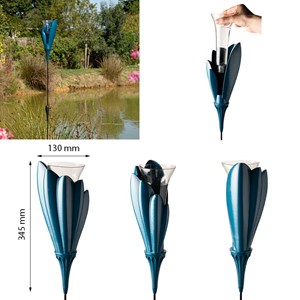 Pluviomètre de jardin design bleu paon