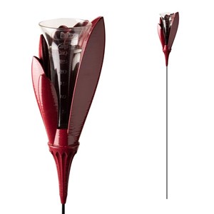 Pluviomètre de jardin design rouge