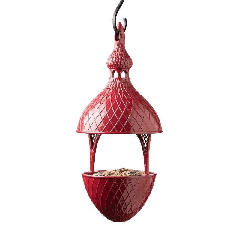 Mangeoire pour oiseaux forme gland rouge