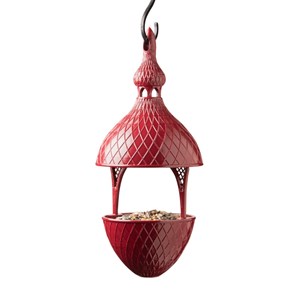 Mangeoire pour oiseaux forme gland rouge