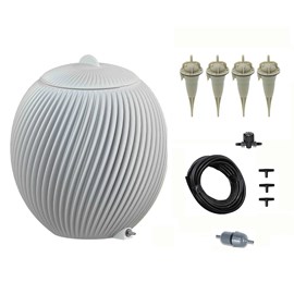 Arrosage goutte à goutte plantes et pot avec réserve d'eau 10l - blanc