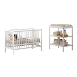 Ensemble lit et table à langer blanc