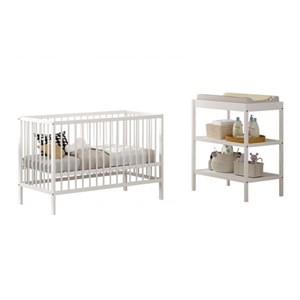 Ensemble lit et table à langer blanc