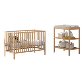 Ensemble lit et table à langer bois