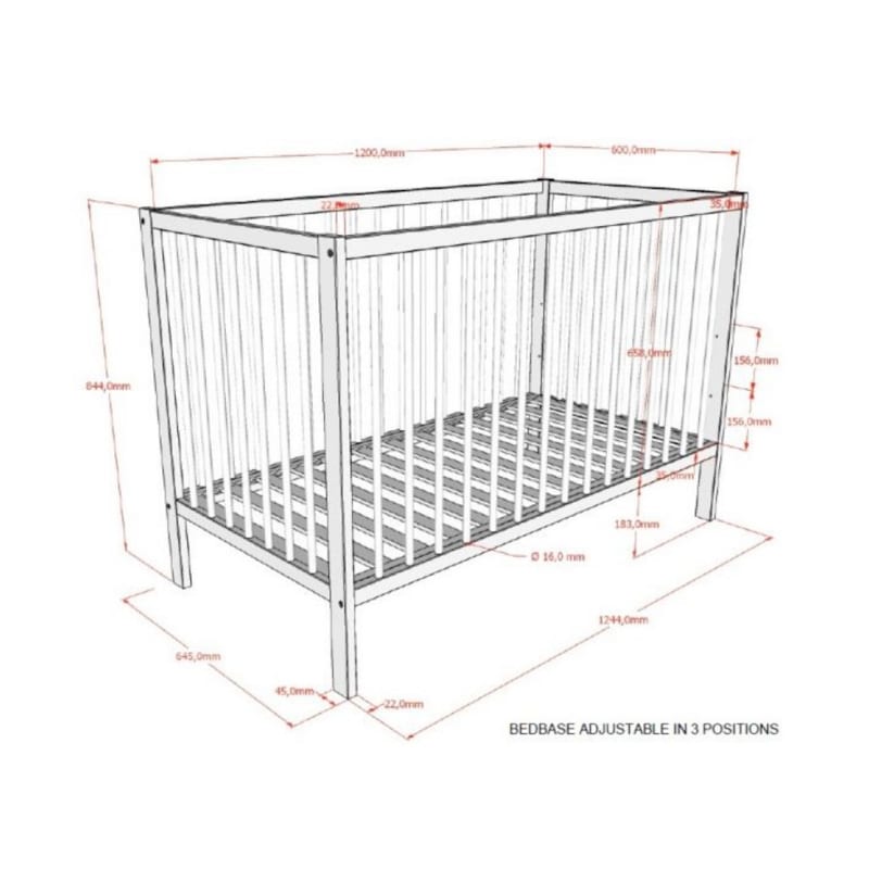 Ensemble lit et table à langer bois (Vipack) - Image 1
