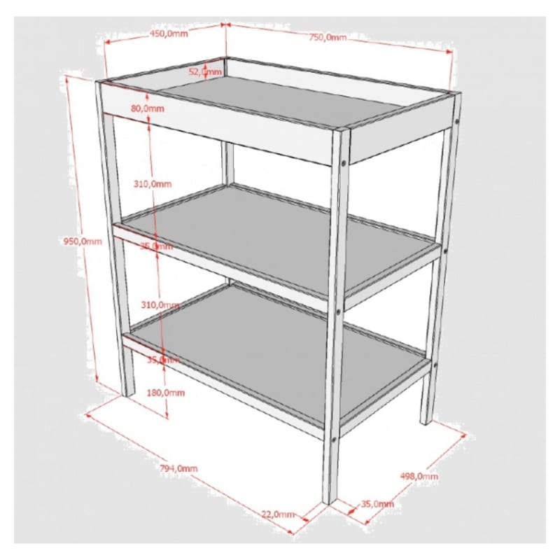 Ensemble lit et table à langer bois (Vipack) - Image 2