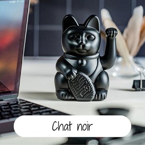 Chat japonais porte bonheur maneki neko noir mat