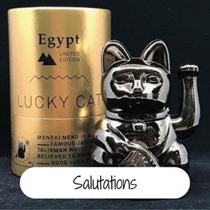 Chat japonais porte bonheur maneki neko noir egypte