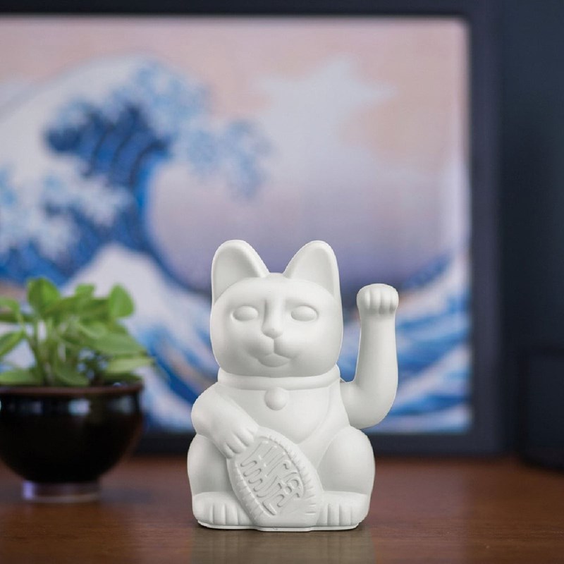 Chat japonais porte bonheur maneki neko blanc