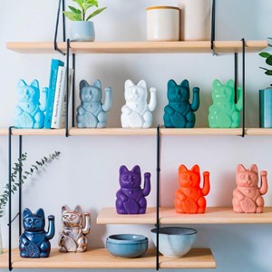 Chat japonais porte bonheur maneki neko couleur menthe