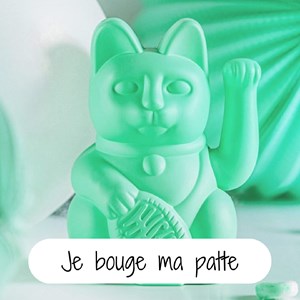 Chat japonais porte bonheur maneki neko couleur menthe