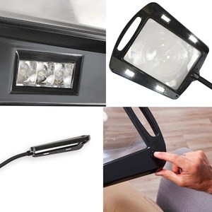 Loupe sur pied 5x - flexible 160 cm - 12 led - lecture et bricolage