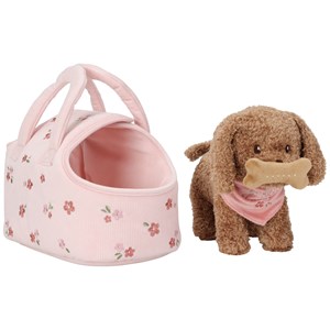 Peluche chien avec sac de transport jackie