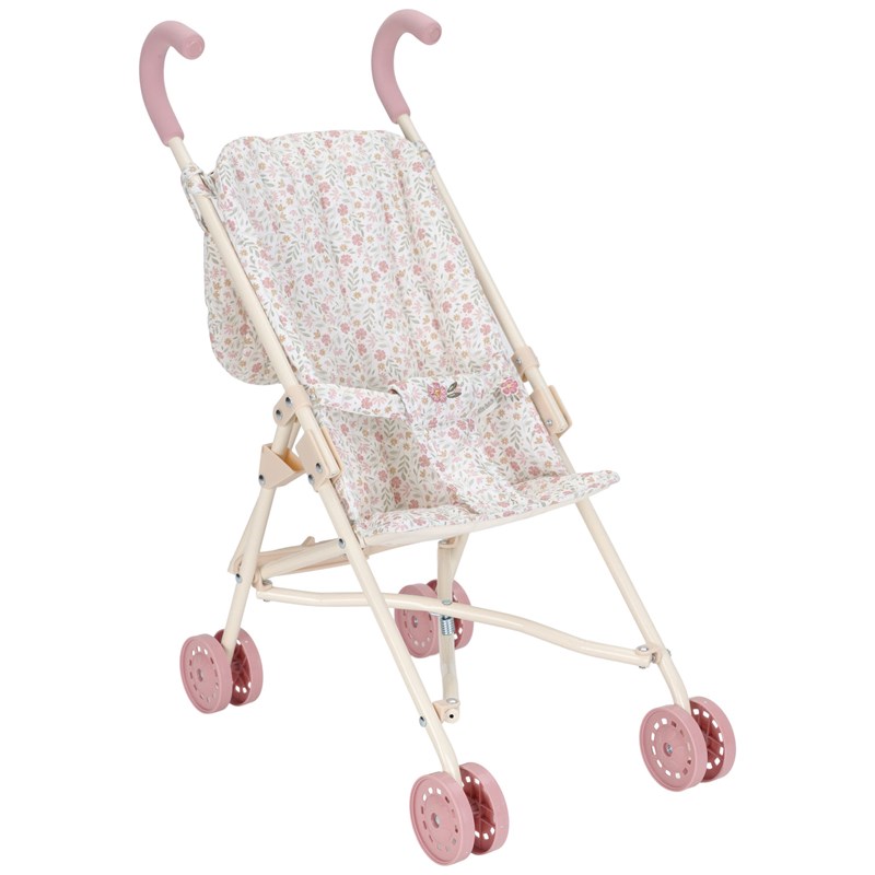 Poussette pour poupée en métal rose
