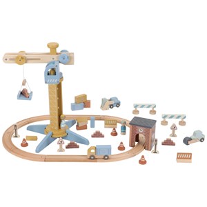 Set grue et chantier de construction en bois