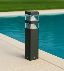 Borne extérieure pyramide piscine 40cm gris anthracite