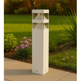 Borne extérieure pyramide 40cm blanc