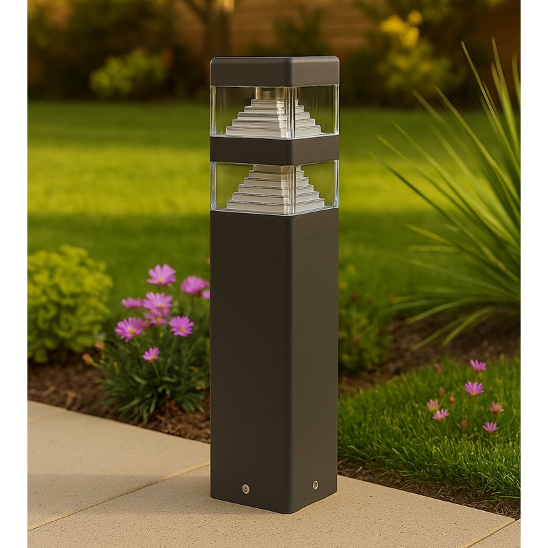 Borne extérieure pyramide 40cm gris anthracite