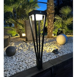 Borne extérieure solaire luxor avec détecteur de mouvements noir